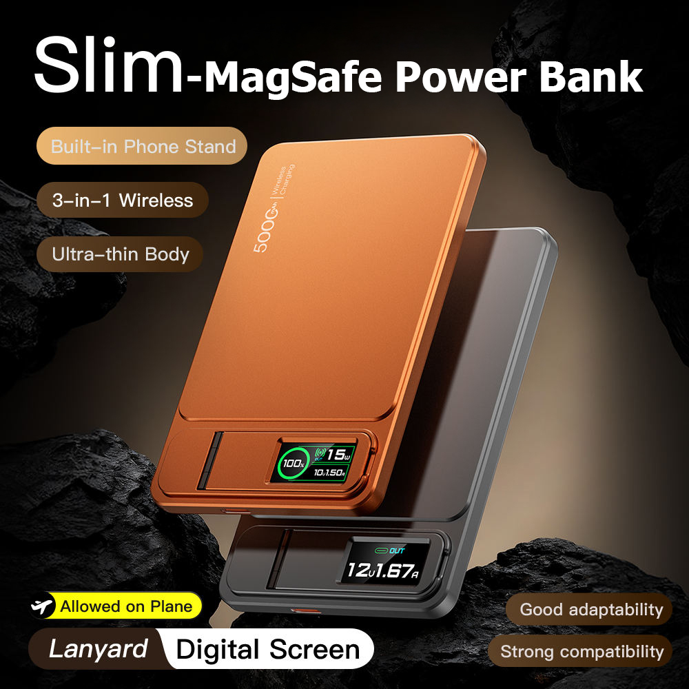 Solar Emergency Charger - 10000mAh Slim Power Bank for MagSafe,Magnetic