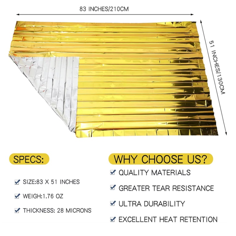 Gold‑Silver Mylar Thermal Surv - огляд і ціна Survival Blanket Reflective